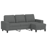 3-Seater Sofa with Footstool Dark Grey 180 cm Fabric - Front View