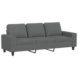 3-Seater Sofa with Footstool Dark Grey 180 cm Fabric - Side View