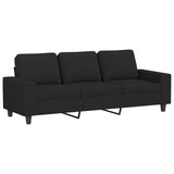 3-Seater Sofa with Footstool Black 180 cm Fabric - Side View
