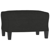 3-Seater Sofa with Footstool Black 180 cm Fabric - 45-Degree Angle