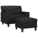 Sofa Chair with Footstool Black 60 cm Faux Leather - Side View