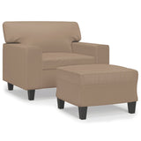 Sofa Chair with Footstool Cappuccino 60 cm Faux Leather - Front View