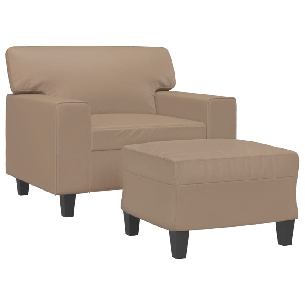 Sofa Chair with Footstool Cappuccino 60 cm Faux Leather