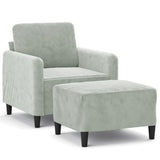 Sofa Chair with Footstool Light Grey 60 cm Velvet