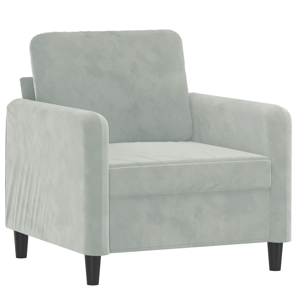 Sofa Chair with Footstool Light Grey 60 cm Velvet
