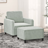 Sofa Chair with Footstool Light Grey 60 cm Velvet