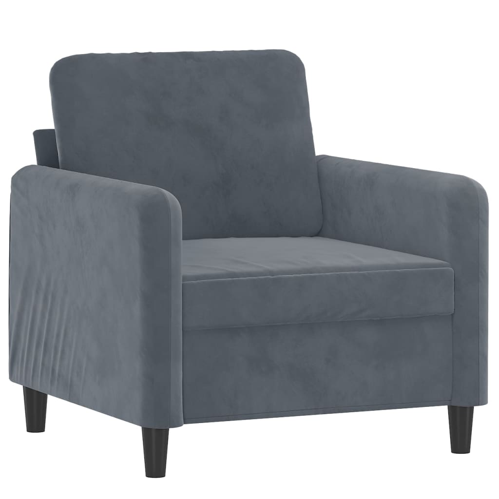 Sofa Chair with Footstool Dark Grey 60 cm Velvet