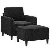 Sofa Chair with Footstool Black 60 cm Velvet
