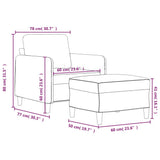 Sofa Chair with Footstool Black 60 cm Velvet - Close-Up Angle