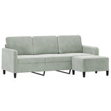 3-Seater Sofa with Footstool Light Grey 180 cm Velvet