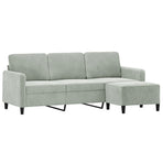 3-Seater Sofa with Footstool Light Grey 180 cm Velvet