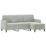3-Seater Sofa with Footstool Light Grey 180 cm Velvet - Side View