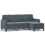 3-Seater Sofa with Footstool Dark Grey 180 cm Velvet - Front View