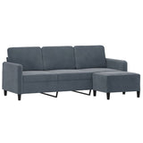 3-Seater Sofa with Footstool Dark Grey 180 cm Velvet - Side View