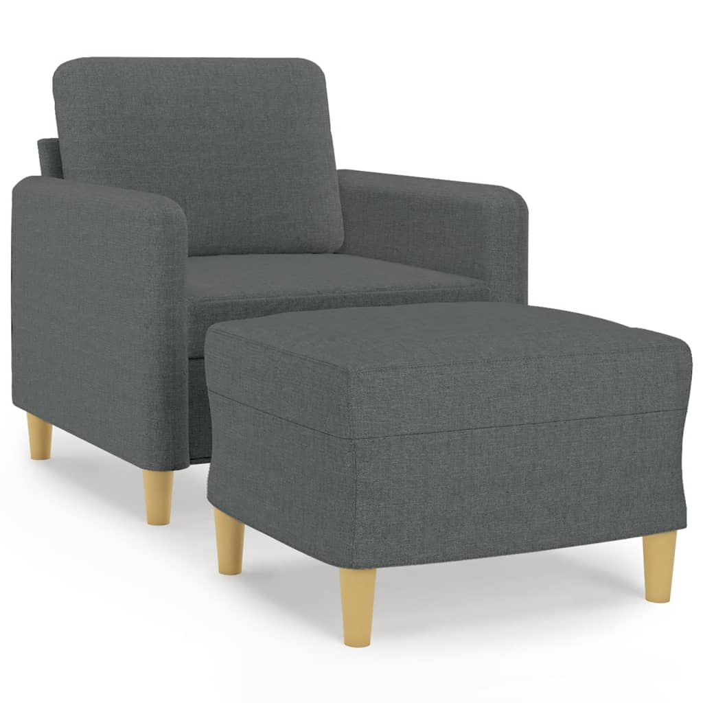 Sofa Chair with Footstool Dark Grey 60 cm Fabric