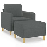 Sofa Chair with Footstool Dark Grey 60 cm Fabric - Front View