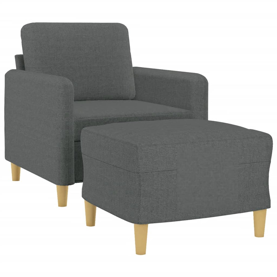 Sofa Chair with Footstool Dark Grey 60 cm Fabric