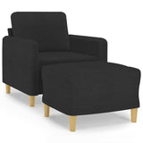 Sofa Chair with Footstool Black 60 cm Fabric - Front View