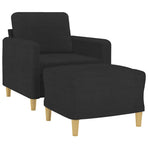 Sofa Chair with Footstool Black 60 cm Fabric