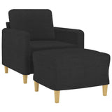 Sofa Chair with Footstool Black 60 cm Fabric - Side View