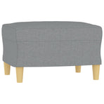 3-Seater Sofa with Footstool Light Grey 180 cm Fabric