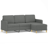 3-Seater Sofa with Footstool Dark Grey 180 cm Fabric - Front View