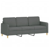 3-Seater Sofa with Footstool Dark Grey 180 cm Fabric - Top-Down View