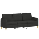 3-Seater Sofa with Footstool Black 180 cm Fabric - Top-Down View