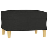 3-Seater Sofa with Footstool Black 180 cm Fabric - 45-Degree Angle