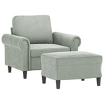Sofa Chair with Footstool Light Grey 60 cm Velvet