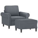 Sofa Chair with Footstool Dark Grey 60 cm Velvet - Side View