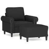Sofa Chair with Footstool Black 60 cm Velvet - Front View