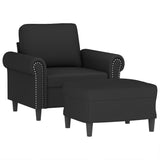 Sofa Chair with Footstool Black 60 cm Velvet - Side View