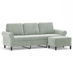 3-Seater Sofa with Footstool Light Grey 180 cm Velvet