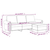 3-Seater Sofa with Footstool Dark Grey 180 cm Velvet - Close-Up Angle