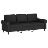 3-Seater Sofa with Footstool Black 180 cm Velvet - Top-Down View
