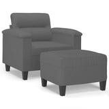Sofa Chair with Footstool Dark Grey 60 cm Microfibre Fabric - Front View