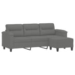 3-Seater Sofa with Footstool Dark Grey 180 cm Microfibre Fabric