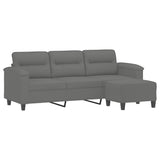 3-Seater Sofa with Footstool Dark Grey 180 cm Microfibre Fabric - Side View