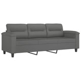 3-Seater Sofa with Footstool Dark Grey 180 cm Microfibre Fabric - Top-Down View