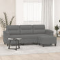 3-Seater Sofa with Footstool Dark Grey 180 cm Microfibre Fabric