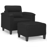 Sofa Chair with Footstool Black 60 cm Faux Leather - Front View