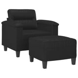 Sofa Chair with Footstool Black 60 cm Faux Leather - Side View