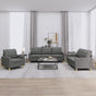 3 Piece Sofa Set with Cushions Dark Grey Fabric