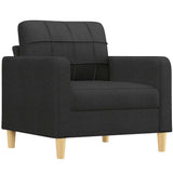 3 Piece Sofa Set with Cushions Black Fabric - Side View