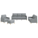4 Piece Sofa Set with Cushions Light Grey Fabric