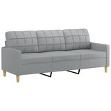 3 Piece Sofa Set with Pillows Light Grey Fabric - 45-Degree Angle