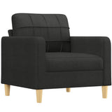 3 Piece Sofa Set with Pillows Black Fabric
