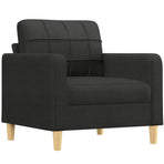 3 Piece Sofa Set with Pillows Black Fabric