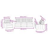 3 Piece Sofa Set with Pillows Black Fabric